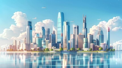 Obraz premium The towering skyscrs of this crypto city are not only architectural marvels but also serve as mining hubs for various cryptocurrencies.