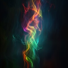 Colorful Smoke Wave Art on Black Background