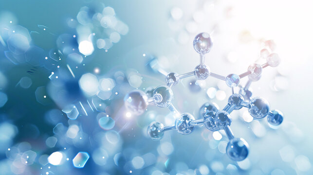 a molecule structure with shiny balls