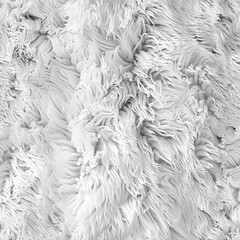 Seamless silver grey shaggy 70s fur carpet texture woven loop rug flooring wool acrylic textile repeat tile pattern background modern soft luxury furry  home floor organic concept interior macro