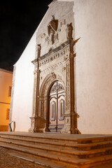 The Church of Misericordia lit up at night, Tavira, Algarve, Portugal