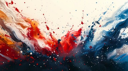 Abstract background of multi-coloured brush strokes and splashes. Matt colourful wallpaper. Artistic painting. Unique and creative illustration.