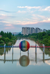 Huaian, Jiangsu Province: China's North-South boundary symbol park in the morning light