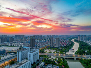 Huaian, Jiangsu Province: China's North-South boundary symbol park in the morning light
