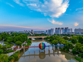 Huaian, Jiangsu Province: China's North-South boundary symbol park in the morning light