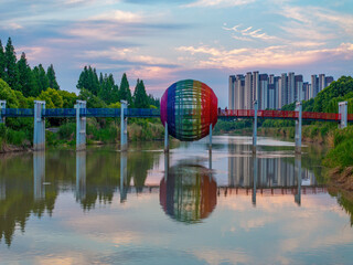 Huaian, Jiangsu Province: China's North-South boundary symbol park in the morning light
