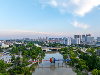 Huaian, Jiangsu Province: China's North-South boundary symbol park in the morning light