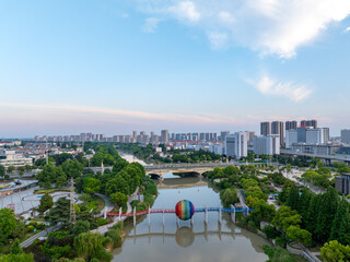 Huaian, Jiangsu Province: China's North-South boundary symbol park in the morning light