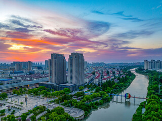 Huaian, Jiangsu Province: China's North-South boundary symbol park in the morning light