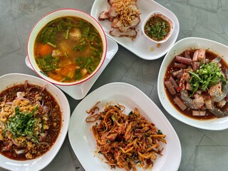 Cuisine Thailand style on top view.