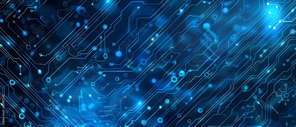Aufkleber blue technology background with a circuit board and light effect presentation design template for bu