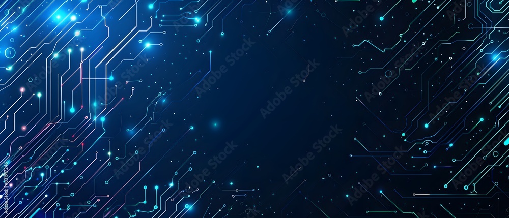 Aufkleber blue technology background with a circuit board and light effect presentation design template for bu
