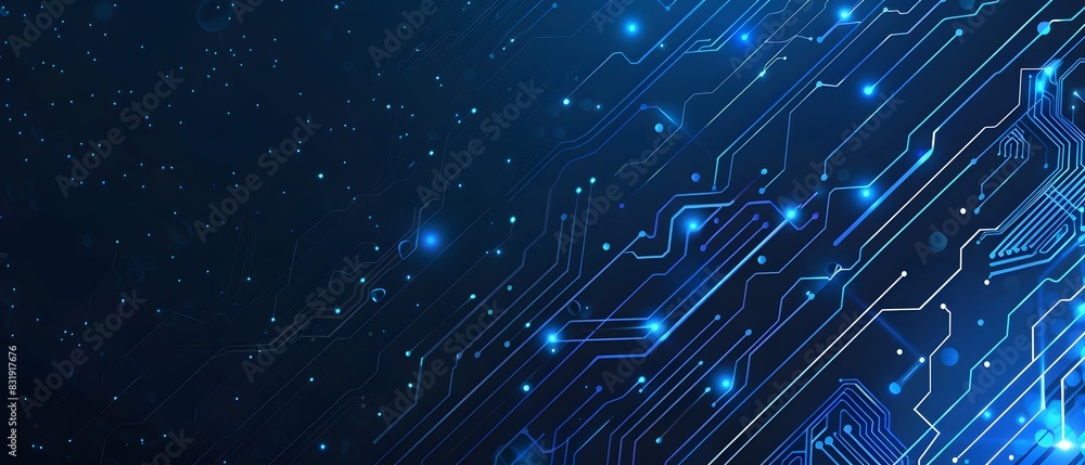 Aufkleber blue technology background with a circuit board and light effect presentation design template for bu