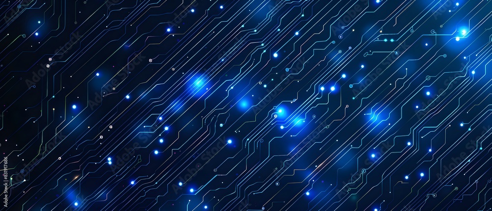 Aufkleber blue technology background with a circuit board and light effect presentation design template for bu