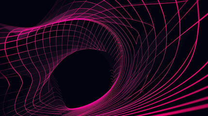 Bold black wireframe with hot pink arcs creates a mysterious and intriguing vector,