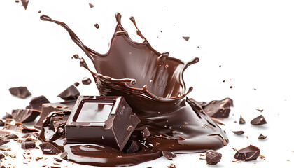 Fototapeta premium Chocolate splash in the center isolated on white background