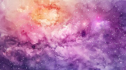 Obraz premium watercolor of peaceful galaxy in purple pastel tone. copy space for text.