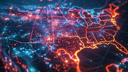A heat map displaying areas of high energy consumption compared to the regional average allowing an energy company to focus on reducing waste in these locations.