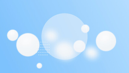 Light blue background with blurry white bubbles in glass morphism style.