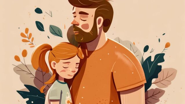 Flat design of father and his child father day concept.