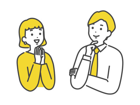 感動している男女の会社員