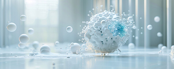 Researcher coding machine learning models with abstract digital elements overlay