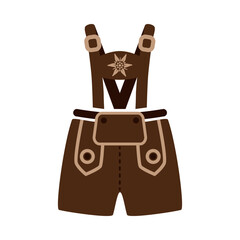 Leather pants. Lederhose. These are traditional German leather shorts. German clothes for men. Vector illustration isolated on a white background for design and web.