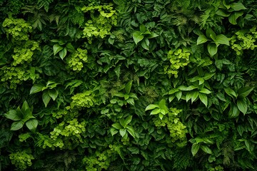 Obraz premium A dense, lush green foliage background with dark and moody lighting. The leaves create an intricate pattern of textures and shapes, creating depth in the visual composition.