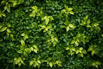 Obraz premium A dense, lush green foliage background with dark and moody lighting. The leaves create an intricate pattern of textures and shapes, creating depth in the visual composition.