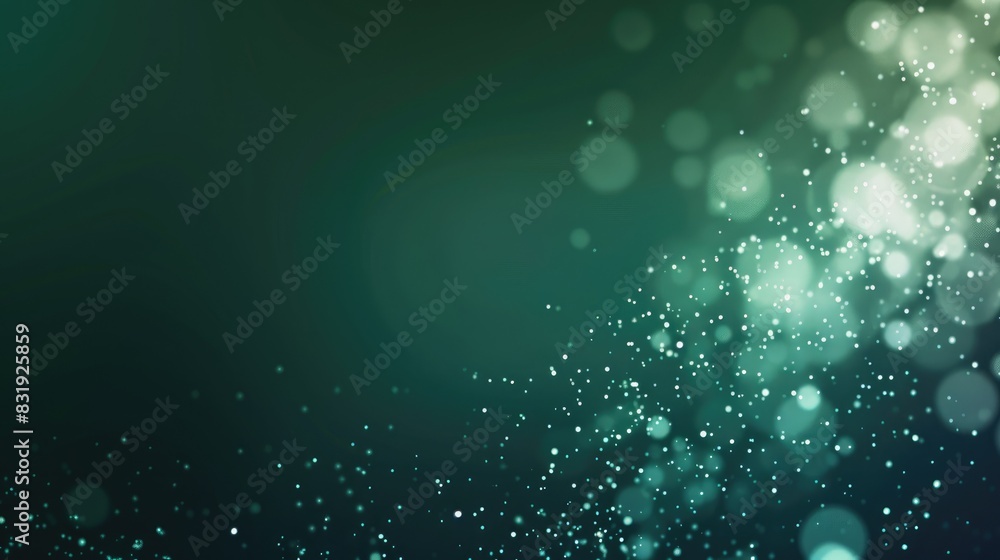 Poster blurred gradient of white and green on a dark grainy background with a glowing light spot and space 