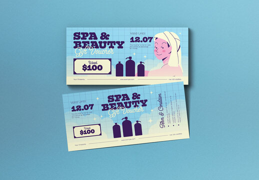 Blue Flat Design Spa & Beauty Gift Voucher Layout