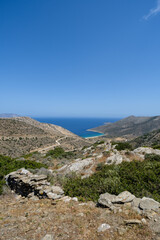 Panoramic view of the beautiful beach of Agia Theodoti on the island of Ios Greece