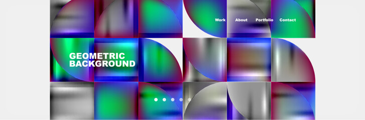 Round triangles and squares web site page template. Vector Illustration For Wallpaper, Banner, Background, Card, Book Illustration, landing page