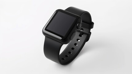 Isolated white studio shot of a wireless smart watch
