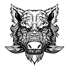 Wild boar head mascot.	