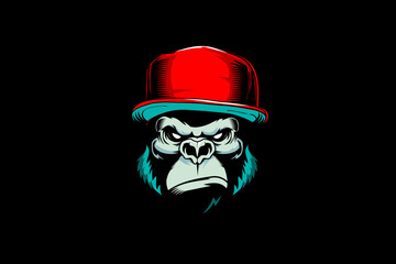 Gorilla head cartoon character vector template © infernal  kiss
