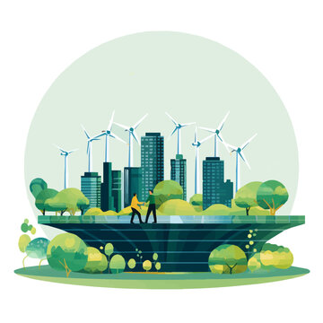 green-sustainable earth with a urban planning officer, esg, green economy and green finance