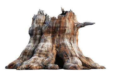 Fototapeta premium Majestic tree stump with intricate textures and rich brown tones, perfect for nature, forestry themes, and organic backgrounds.