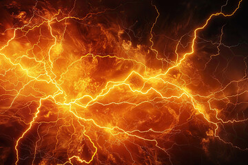 Generative ai on theme of scary bright electric lightning bolt with branches in the night dark sky