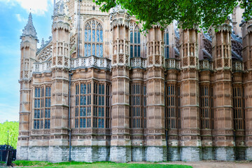 Architecture of the north-east corner of Westminster Abbey, the ancient protestant church in...