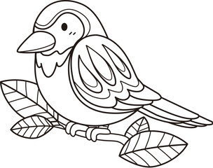 Coloring cute bird