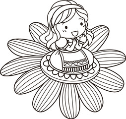 Fototapeta premium Coloring cute thumbelina