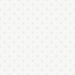 Fototapeta premium Geometric symmetrical seamless pattern, the curves create intriguing, complex grid pattern. Complex mesh design. Monochrome range, grey lines on a white background. Textile design, graphic design 