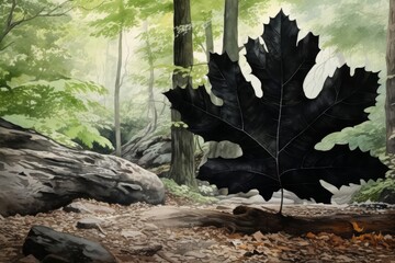 Fototapeta premium A watercolor of a blackwood leaf