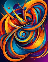 Abstract Swirling Shapes Colorful Dynamic Motion Artistic