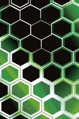 Obraz premium Abstract Soccer Jersey Design Pattern with Interlocking Hexagons in Green, White, and Black for Sublimation Printing