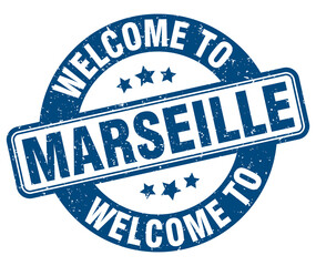 Welcome to Marseille stamp. Marseille round sign