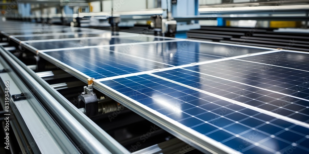 Aufkleber smart conveyor system assembles solar panels in automated manufacturing process. concept automated m