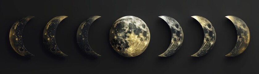 Black and gold phases of the moon