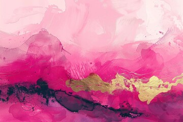 Abstrakter pinker Hintergrund mit schwarzen und goldenen Akzenten 